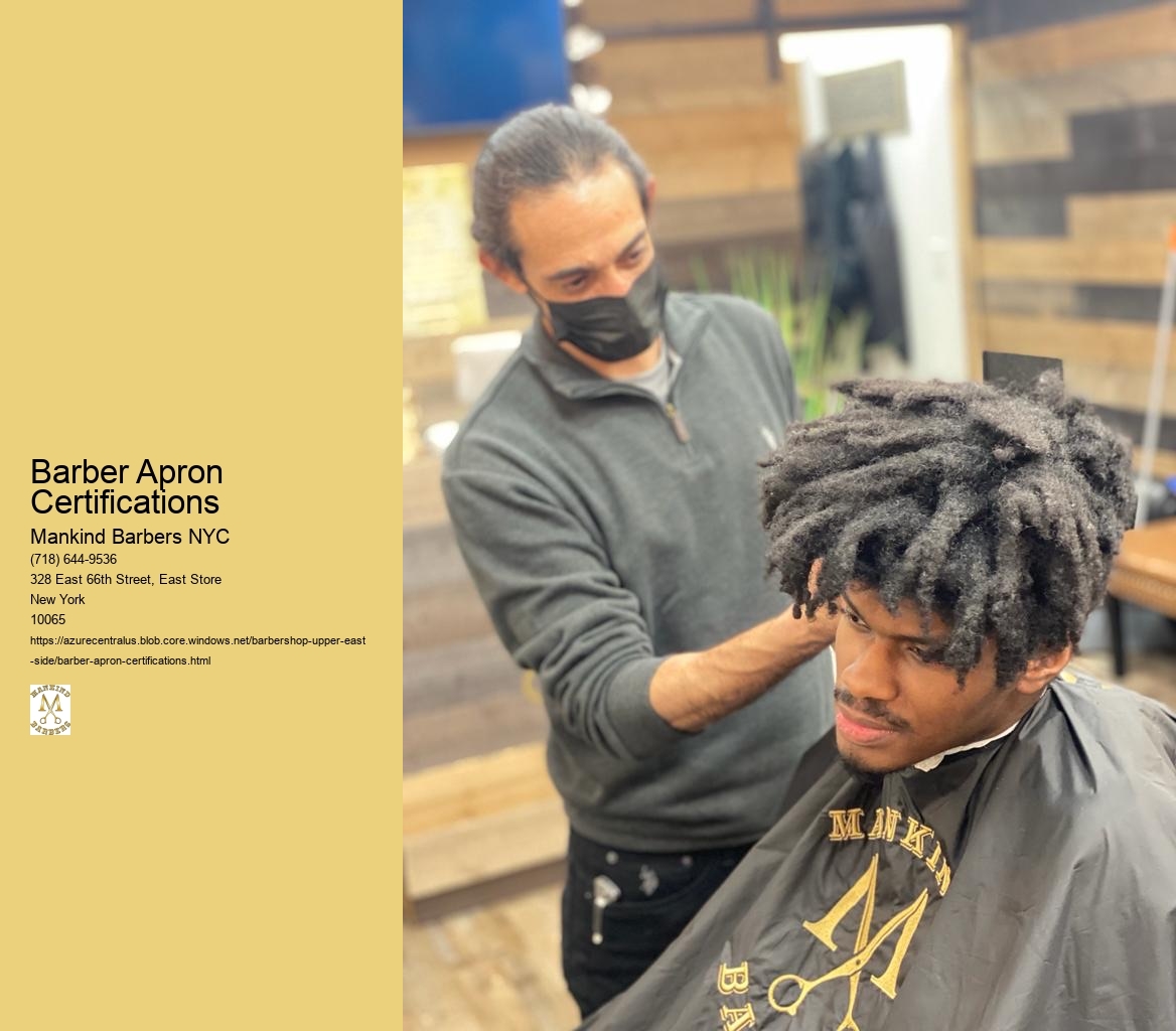 Are there any specific safety certifications or features that a barber apron should have to protect against potential hazards in the barbershop?