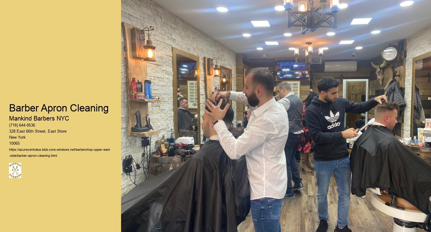 What are the potential consequences of not regularly cleaning a barber apron in terms of hygiene and client perception?