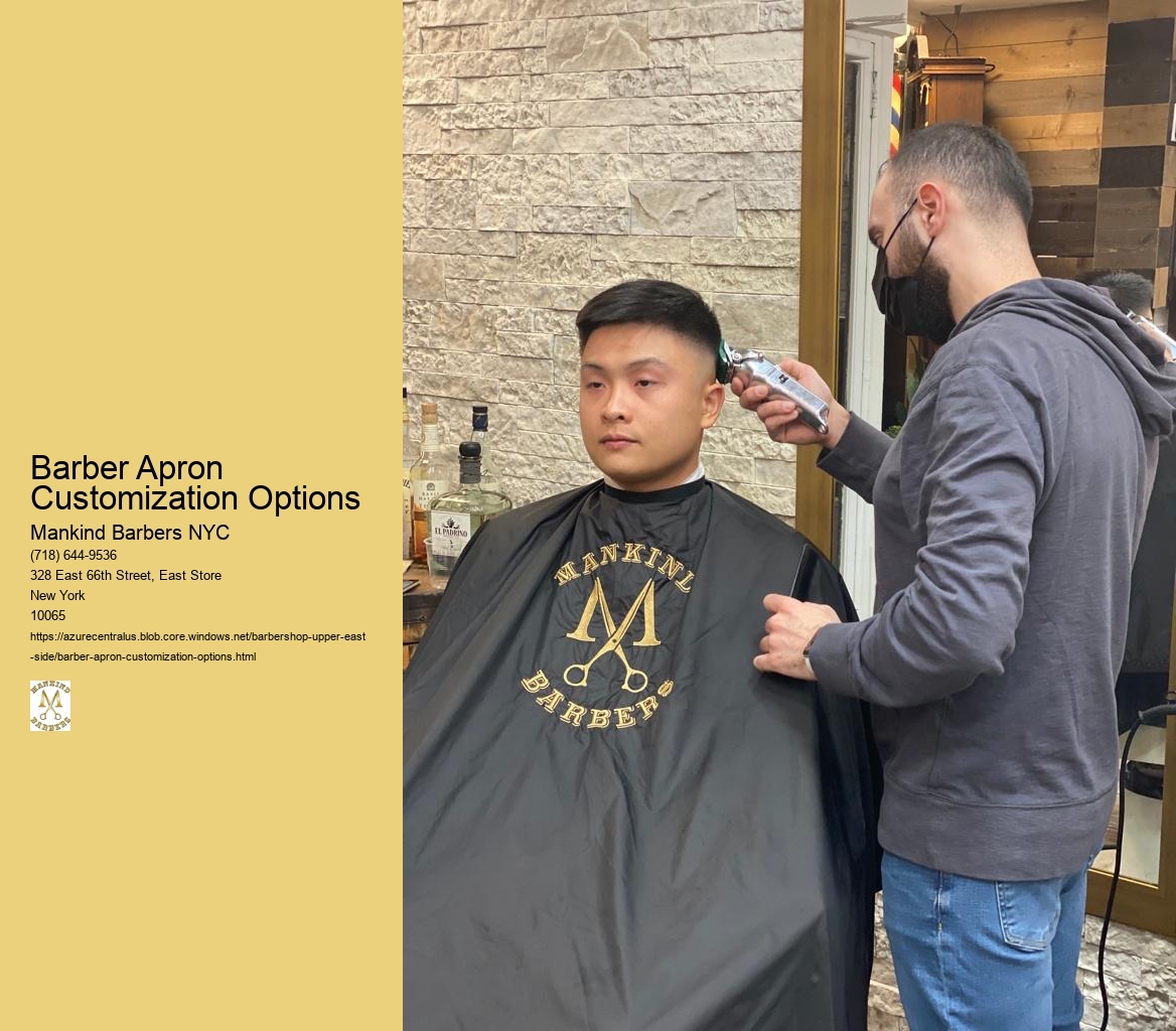 Are there options for adding specialized features such as water-repellent coating or hair-resistant material to the barber aprons?