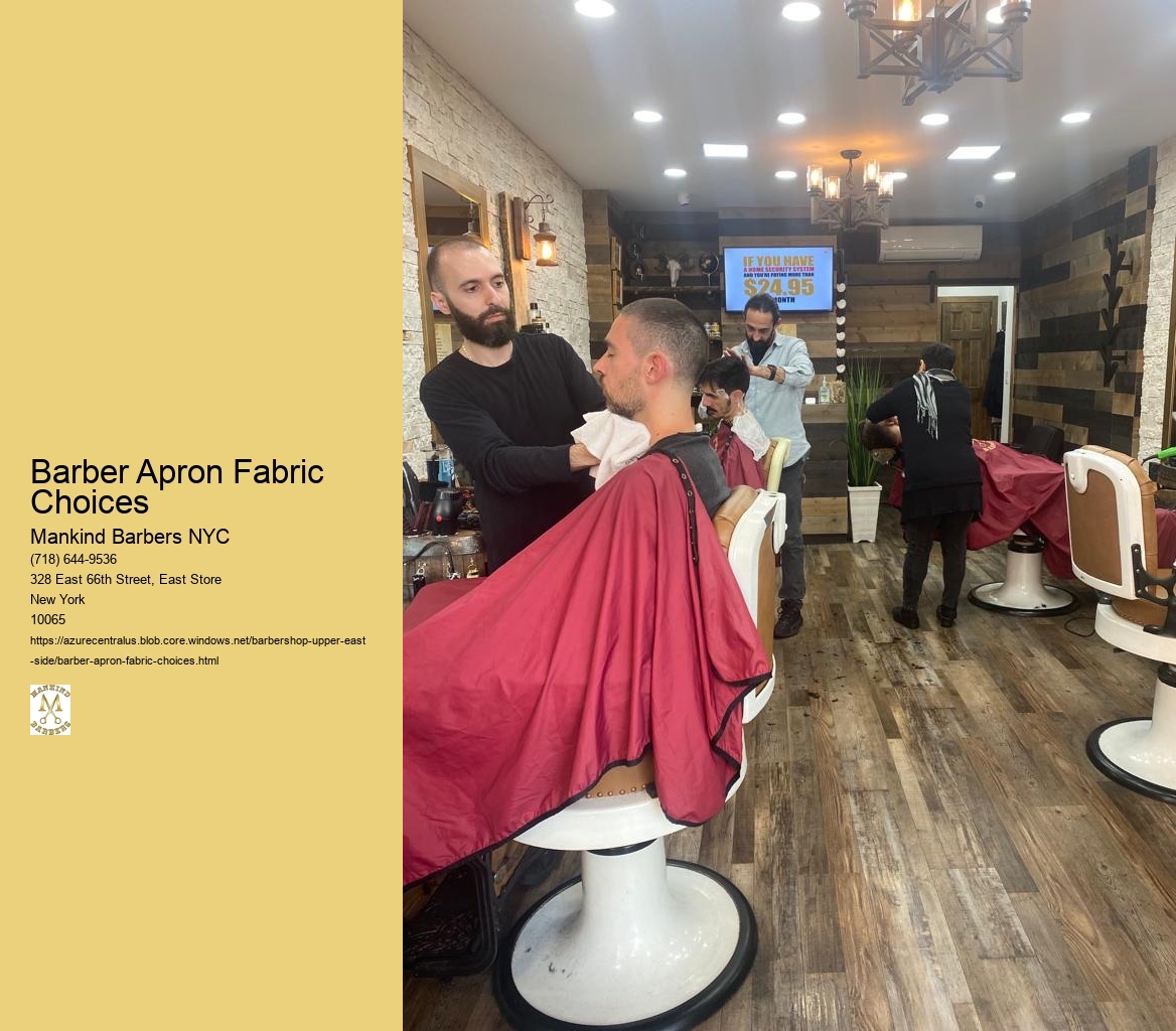 What fabric options are best suited for barber aprons in high-traffic barber shops?