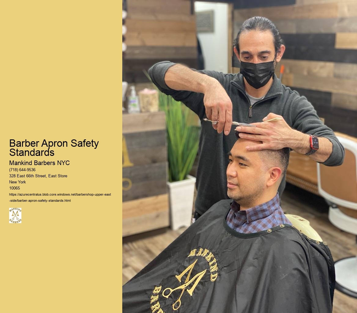 What are the potential consequences of not adhering to safety standards for barber aprons in a professional setting?