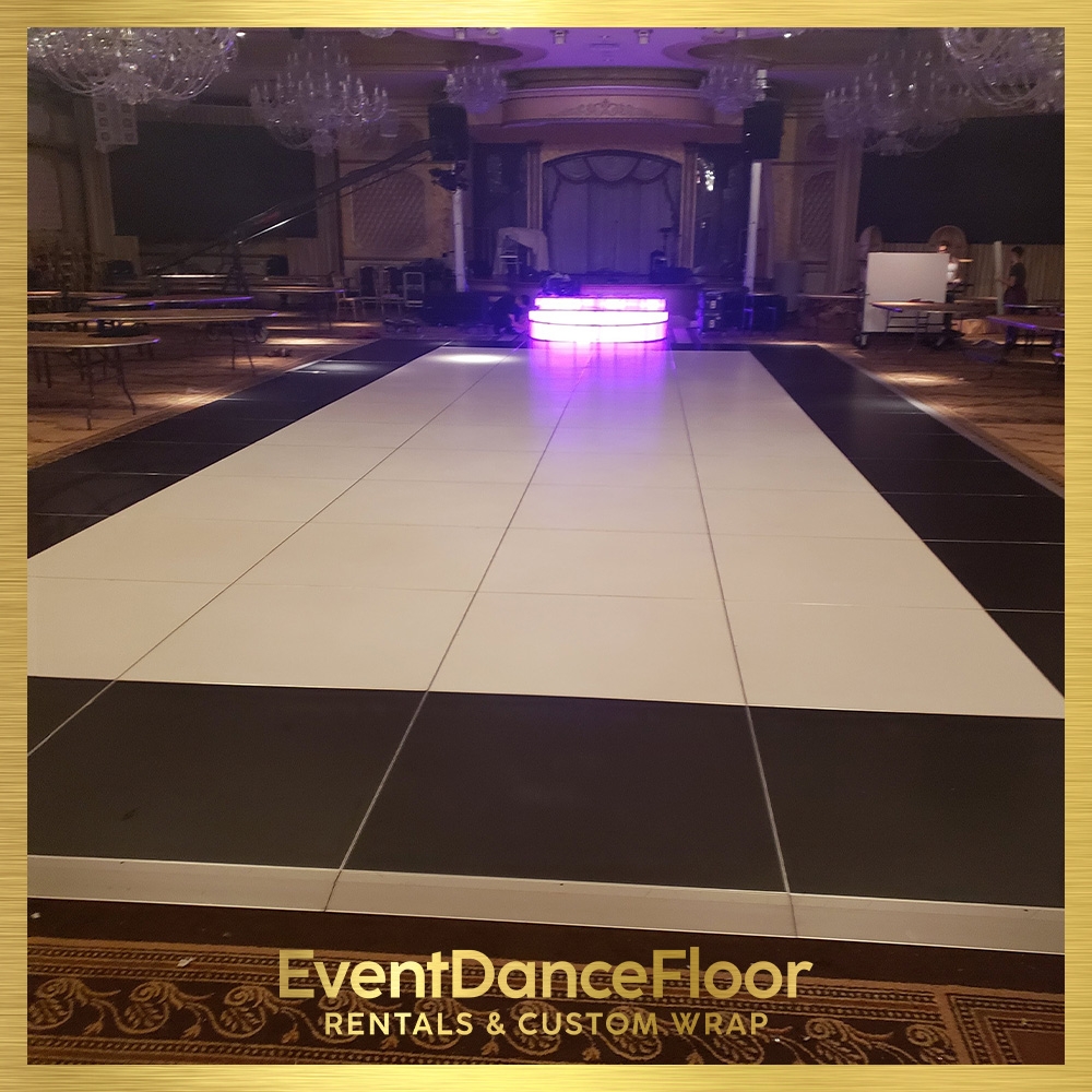 Can a gold leaf vinyl dance floor be customized with different designs or logos?
