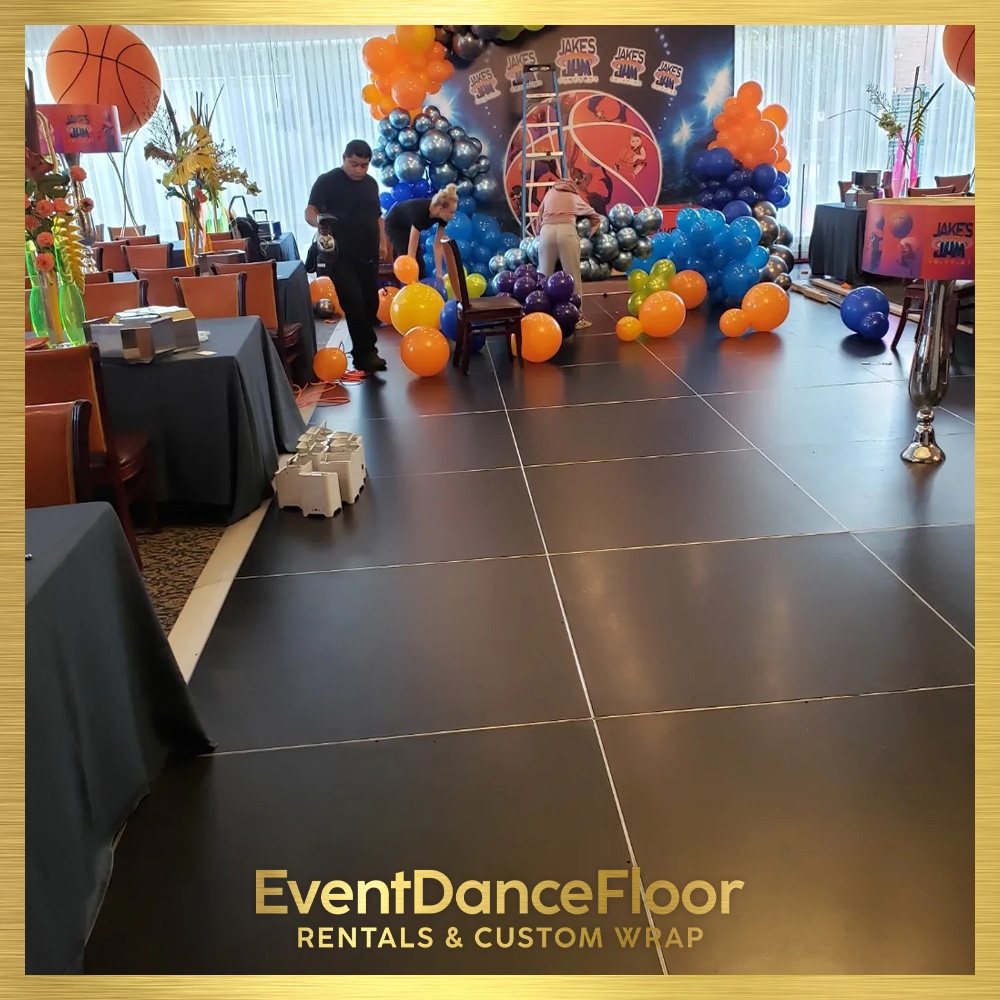 How do you clean and maintain a shimmer vinyl dance floor?